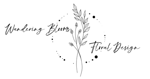 Wandering Blooms Floral Design Black and White Logo